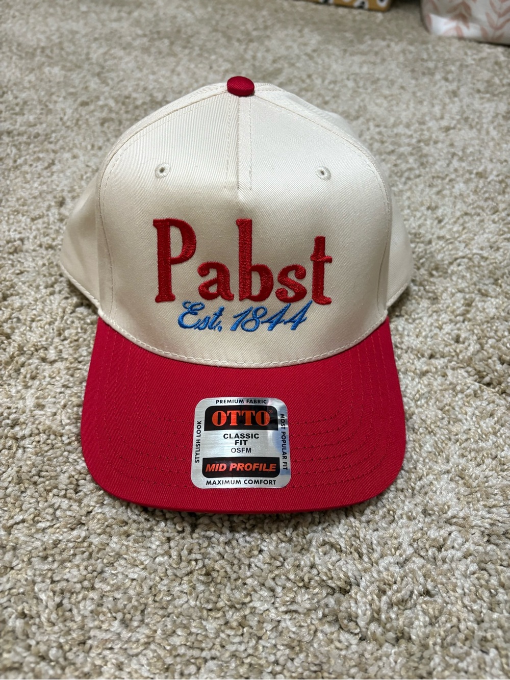 Pabst Cream and Red Classic Snapback Hat by OTTO